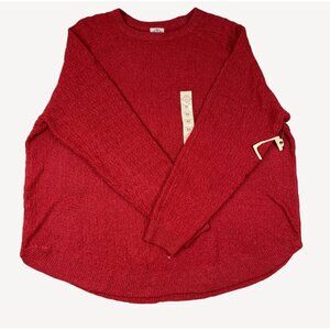 St. Johns Bay Womens Red Long Sleeve Crewneck Polyester Spandex Sweater Size 3X